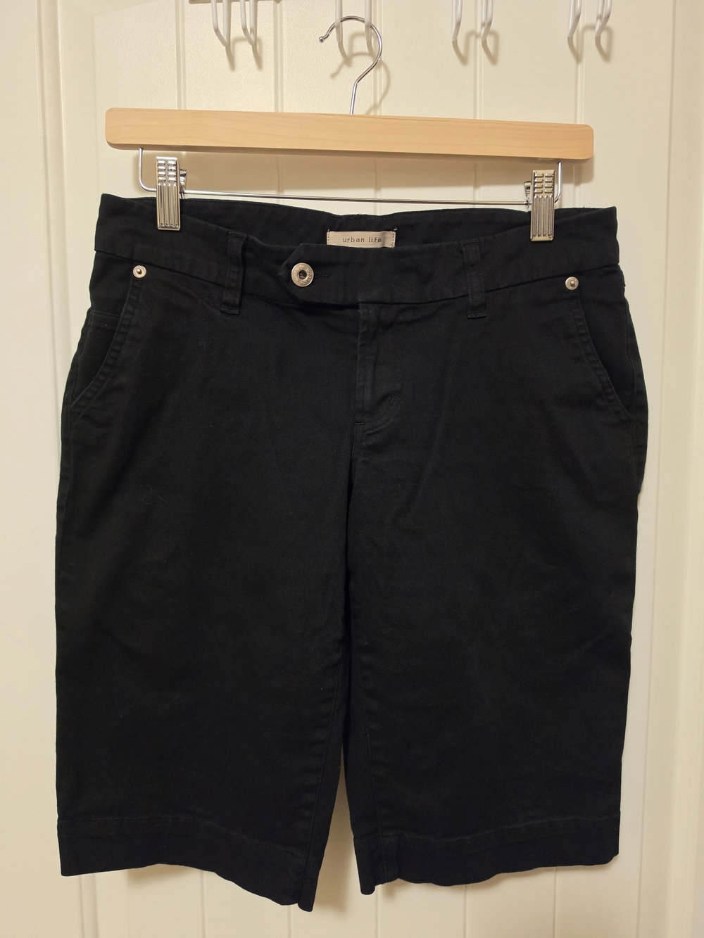 Urban Life Black Cotton Bermuda Shorts